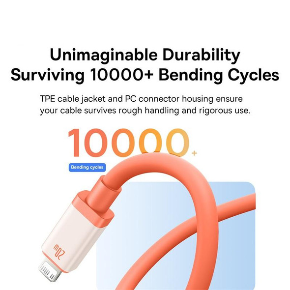 Baseus Antifreeze Series Type-C to 8 Pin 20W Fast Charging Data Cable, Length:2m(Orange)