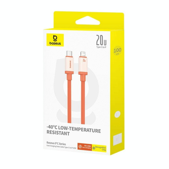 Baseus Antifreeze Series Type-C to 8 Pin 20W Fast Charging Data Cable, Length:1m(Orange)