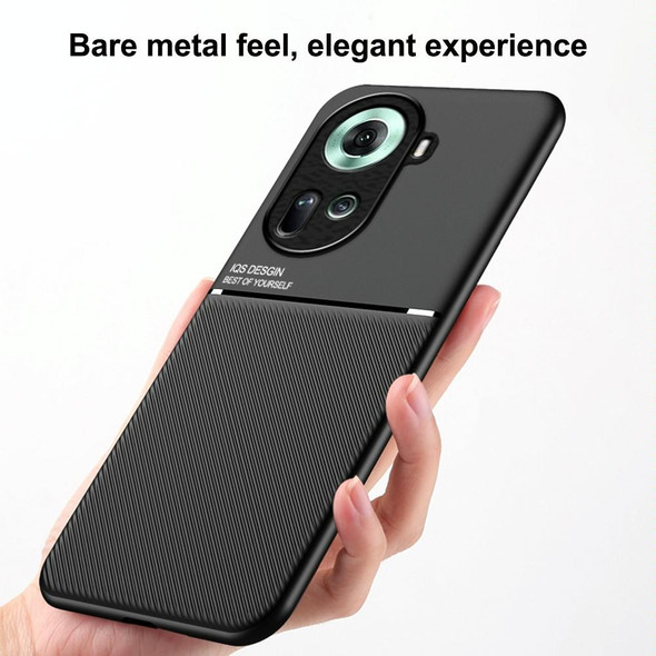 For OPPO Reno11 5G Global Classic Tilt Strip Grain Magnetic Shockproof PC + TPU Phone Case(Blue)