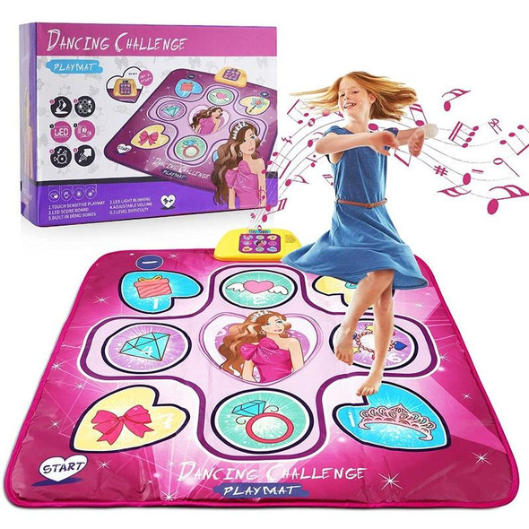 Children Music Dance Mat Electronic Music Dancing Game Pad Music Box Toys(Pink Purple)