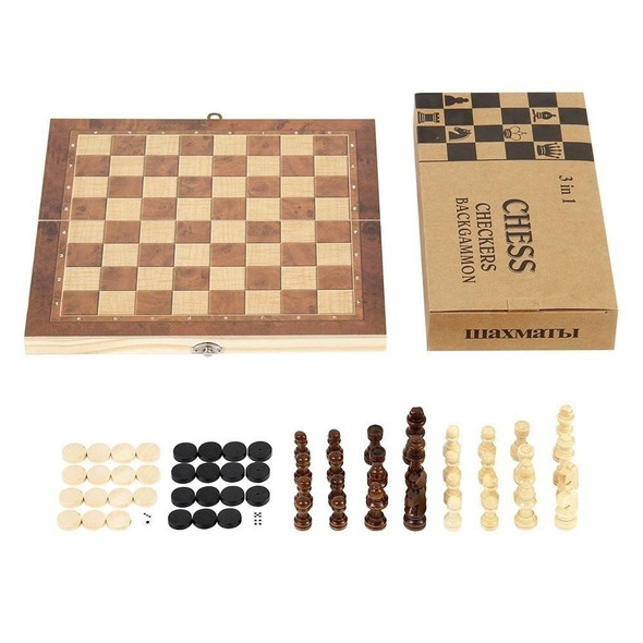 24 x 24cm 3 In 1 Wooden Chess Set Foldable Chess Board For Kids Adults