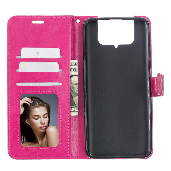 Asus Zenfone 7 ZS670KS Crazy Horse Texture Horizontal Flip Leatherette Case with Holder & Card Slots & Wallet & Photo Frame(Rose pink)