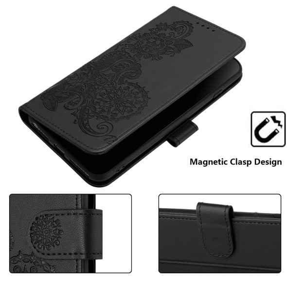 For Tecno Camon 20/20 Pro 4G Datura Flower Embossed Flip Leather Phone Case(Black)