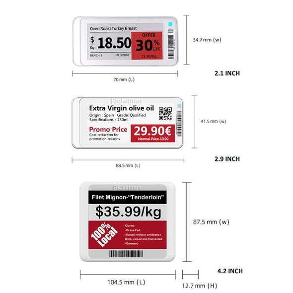 2.1 Inch E-ink Screen Bluetooth Smart Electronic Labels Support Custom Text/Picture/QR Code/Barcode