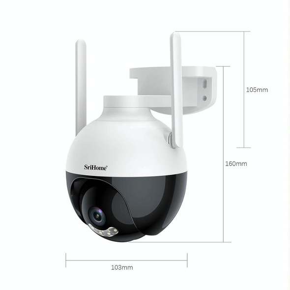 SriHome SH045 2MP DC12V IP66 Waterproof AI Auto Tracking Night Vision WiFi HD Camera(UK Plug)