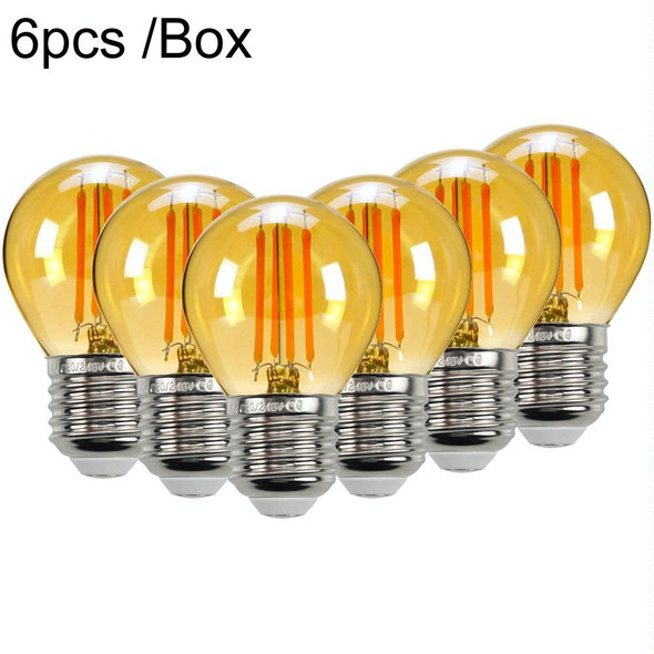 6pcs /Box G45 Bulb LED Lamp Fixture Illuminator Vintage Filament Lights, Style: Gold Large Screw(220V 4W)