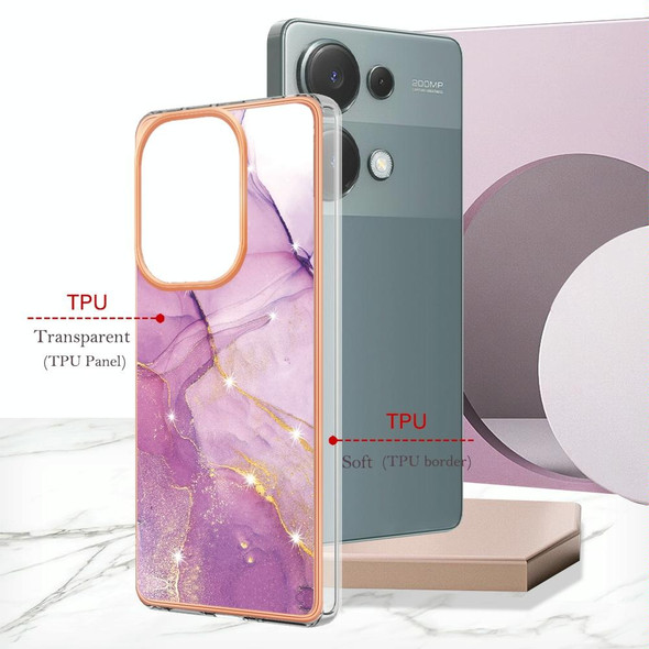 For Xiaomi Poco M6 Pro 4G Electroplating Marble Dual-side IMD Phone Case(Purple 001)