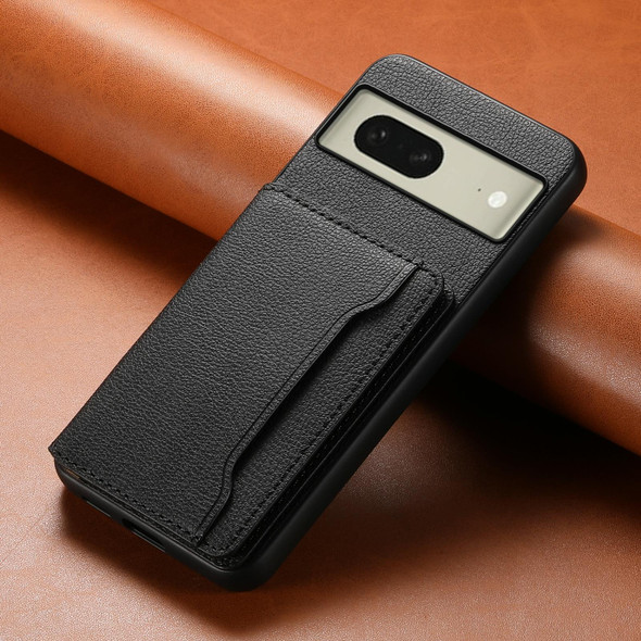 For Google Pixel 8 Calf Texture Card Bag Design Full Coverage Phone Case(Black)