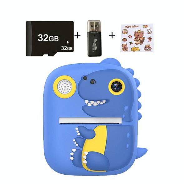 2.4 Inch 1080P HD Instant Printing Camera Children Thermal Printer With 32G TF Card(Blue)