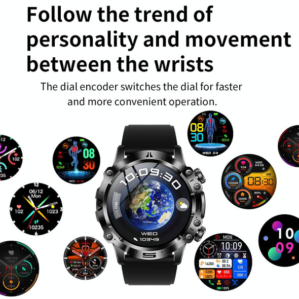 ET482 1.43 inch AMOLED Screen Sports Smart Watch Support Bluethooth Call /  ECG Function(Black Steel Band)