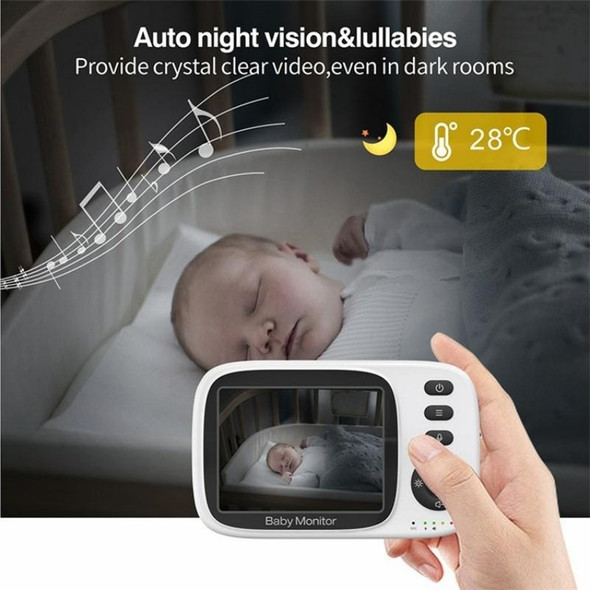 MC632A 2 Way Voice Talk Temperature Monitoring Baby Camera 3.2 inch Screen Baby Monitor(UK Plug)