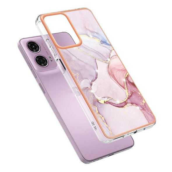 For Motorola Moto G24 4G / G04 4G Electroplating Marble Dual-side IMD Phone Case(Rose Gold 005)