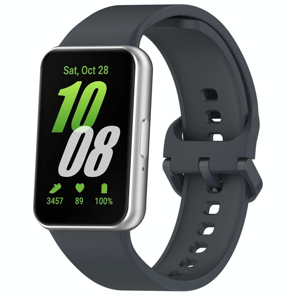 For Samsung Galaxy Fit 3 Solid Color Colorful Buckle Silicone Watch Band(Gray)