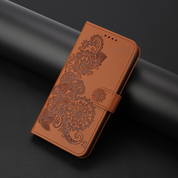 For Tecno Spark 10C Datura Flower Embossed Flip Leather Phone Case(Brown)