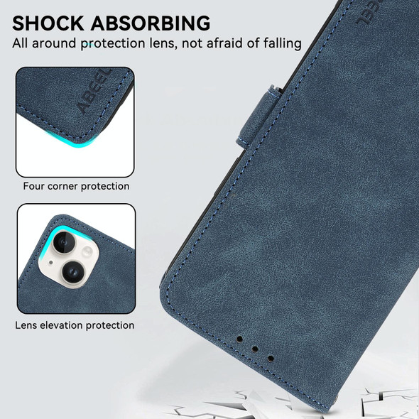 For iPhone 12 / 12 Pro ABEEL Frosted Magnetic RFID Leather Phone Case(Blue)