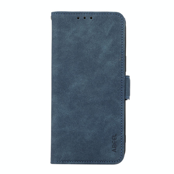 For iPhone 12 / 12 Pro ABEEL Frosted Magnetic RFID Leather Phone Case(Blue)