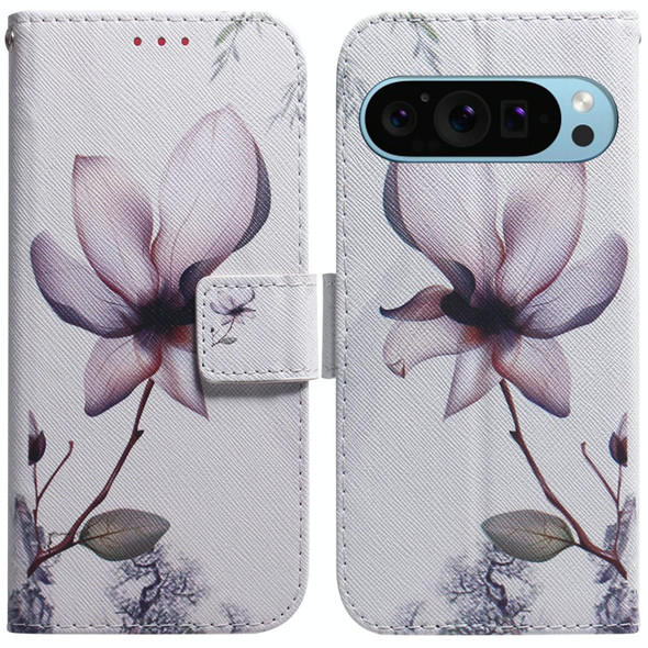 For Google Pixel 9 Coloured Drawing Flip Leather Phone Case(Magnolia)