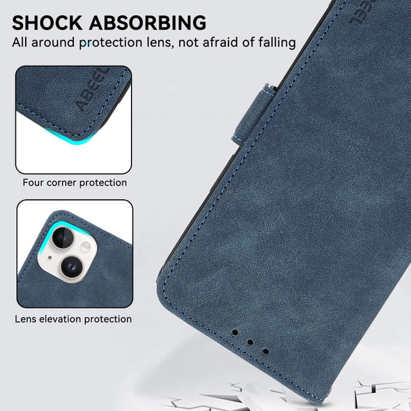 For Samsung Galaxy S22 5G ABEEL Frosted Magnetic RFID Leather Phone Case(Blue)