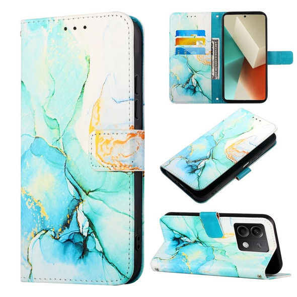 For Xiaomi Redmi Note 13 5G Global PT003 Marble Pattern Flip Leather Phone Case(Green)