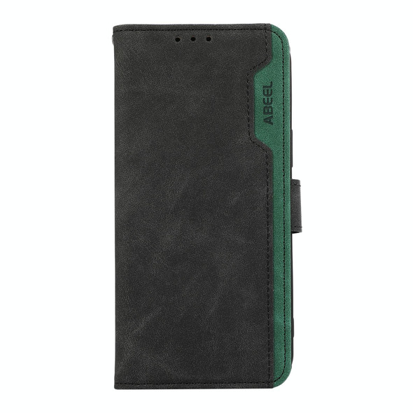 For Samsung Galaxy A05 4G ABEEL Color Block Magnetic RFID Leather Phone Case(Black-Green)