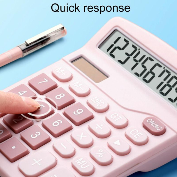 12-Digit Large Screen Solar Dual Power Calculator Student Exam Accounting Office Supplies(Pink)