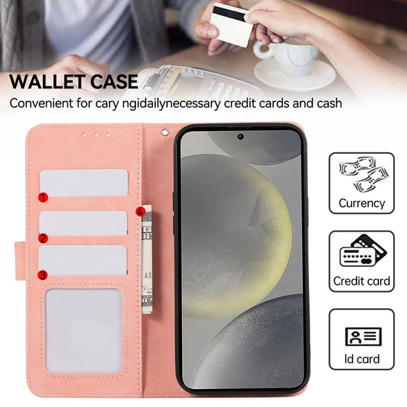 For Samsung Galaxy A13 5G / A04s ABEEL Color Block Magnetic RFID Leather Phone Case(Pink-Cyan)