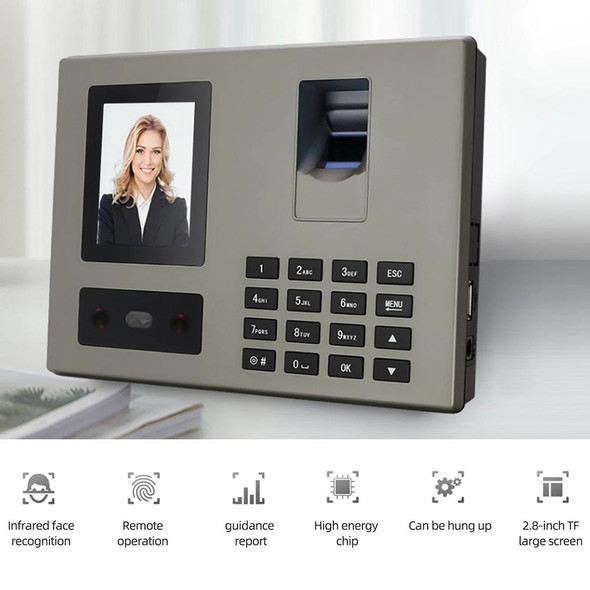 FA03 Intelligent Voice Prompt Face Recognition Fingerprint Attendance Machine(English with UK Plug)