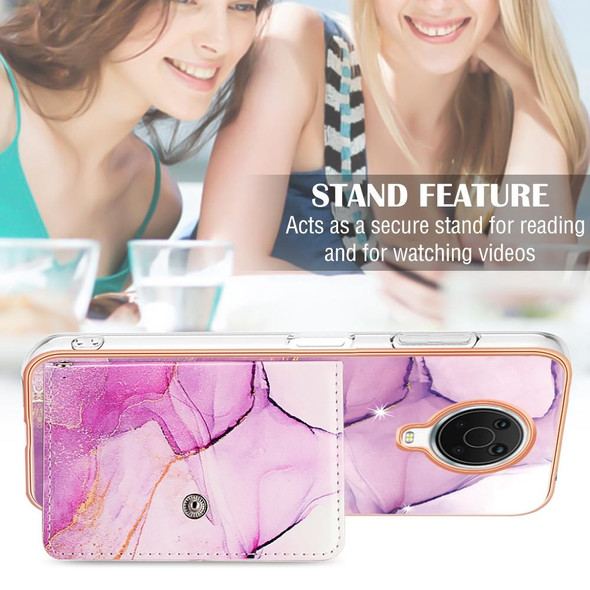 For Nokia G20 / G10 Marble Pattern IMD Card Slot Phone Case(Pink Purple Gold)