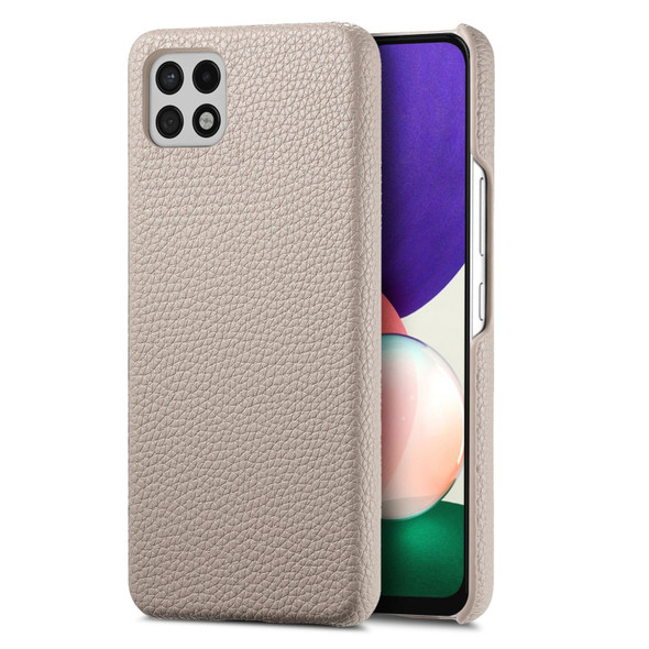 For Samsung Galaxy A22 5G Litchi Oil Edge Leather Back Phone Case(Khaki)