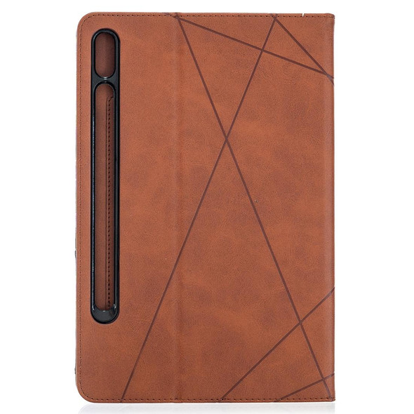 Samsung Galaxy Tab S8 / Galaxy Tab S7 T870 Rhombus Texture Horizontal Flip Magnetic Leather Case with Holder & Card Slots(Brown)