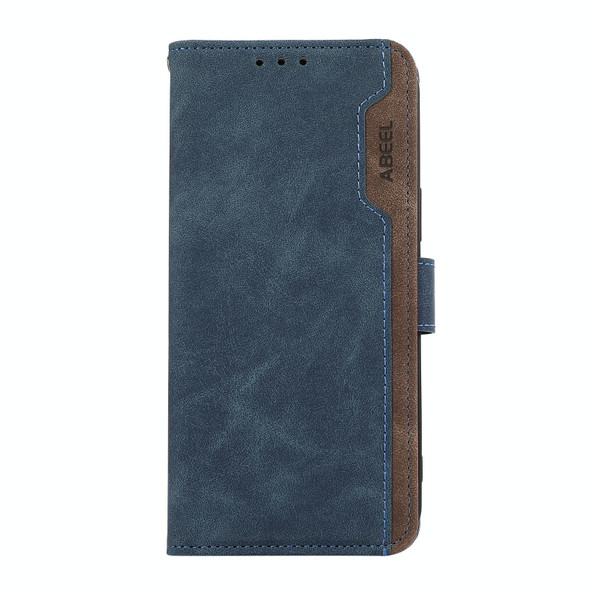 For Samsung Galaxy A13 5G / A04s ABEEL Color Block Magnetic RFID Leather Phone Case(Blue-Brown)