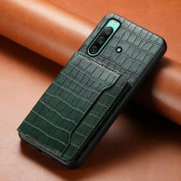 For Sony Xperia 10 IV Crocodile Texture Card Bag Design Full Coverage Phone Case(Green)