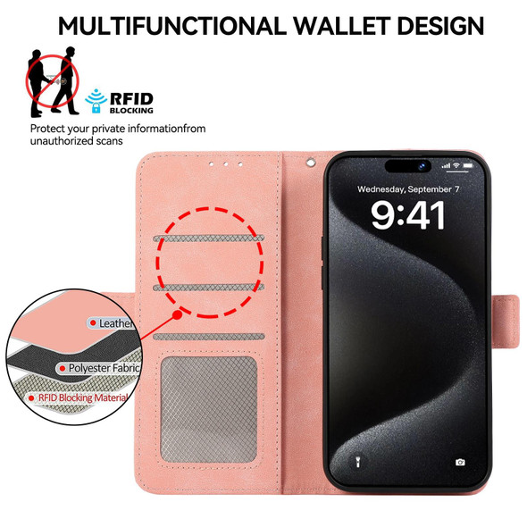 For Samsung Galaxy S21 FE 5G ABEEL Frosted Magnetic RFID Leather Phone Case(Pink)