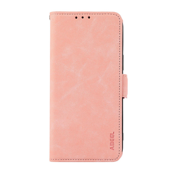 For Samsung Galaxy S21 FE 5G ABEEL Frosted Magnetic RFID Leather Phone Case(Pink)