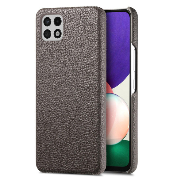 For Samsung Galaxy A22 5G Litchi Oil Edge Leather Back Phone Case(Grey)
