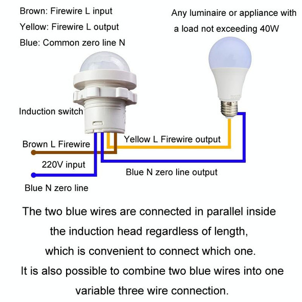 Infrared Human Body Sensor Switch Module Ceiling Downlight, Specification: AC110-240V Long Line