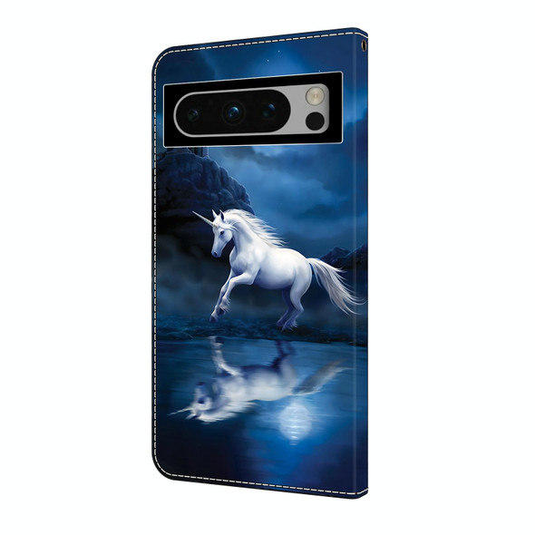 For Google Pixel 6 Pro Crystal Painted Leather Phone case(White Horse)