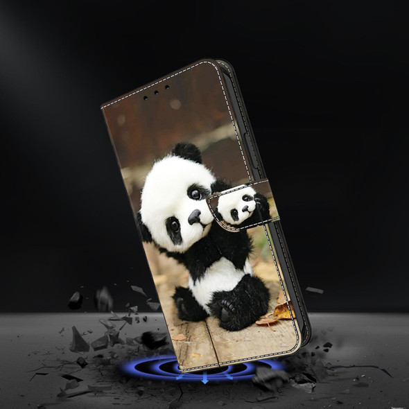 For Google Pixel 6 Pro Crystal Painted Leather Phone case(Panda)