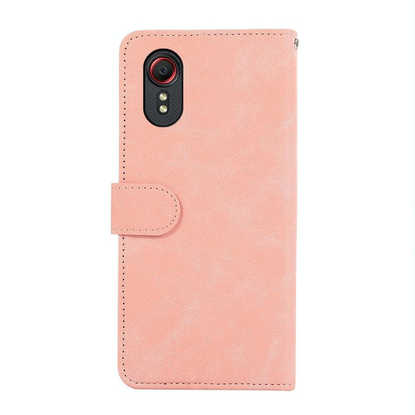 For Samsung Galaxy Xcover 7 ABEEL Color Block Magnetic RFID Leather Phone Case(Pink-Cyan)