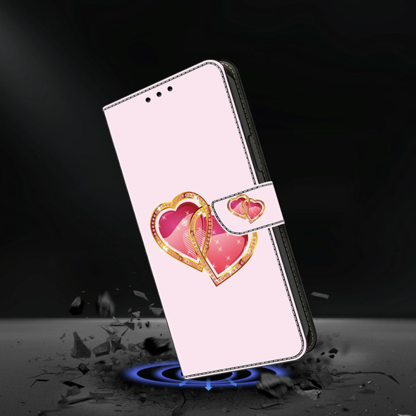 For Samsung Galaxy A70/A70s Crystal Painted Leather Phone case(Love Peach)