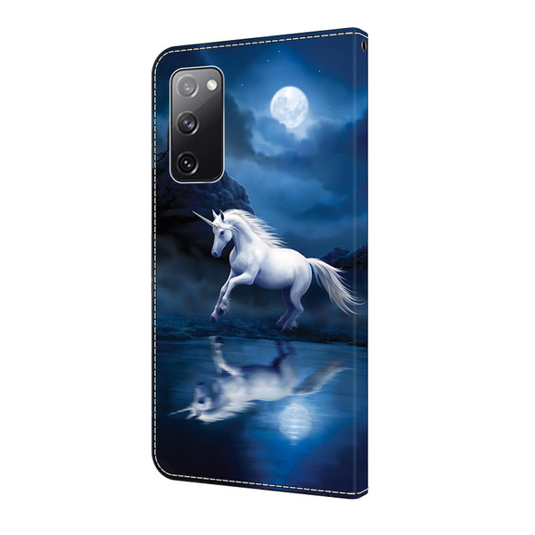 For Samsung Galaxy S20 FE 4G/5G Crystal Painted Leather Phone case(White Horse)