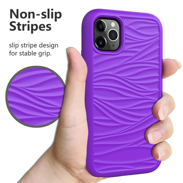 iPhone 11 Wave Pattern 3 in 1 Silicone+PC Shockproof Protective Case(Purple)