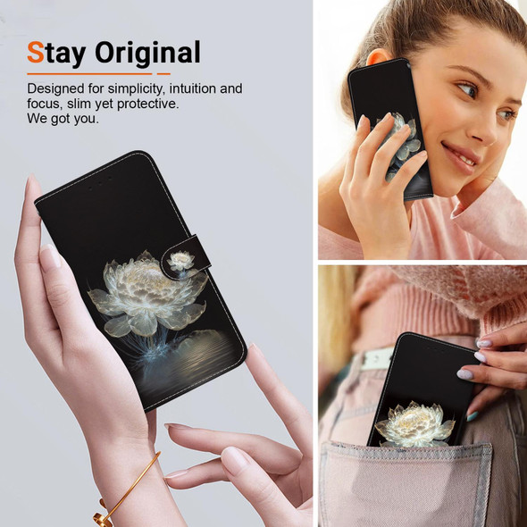 For OPPO Reno11 F Global Crystal Texture Colored Drawing Leather Phone Case(Crystal Peony)