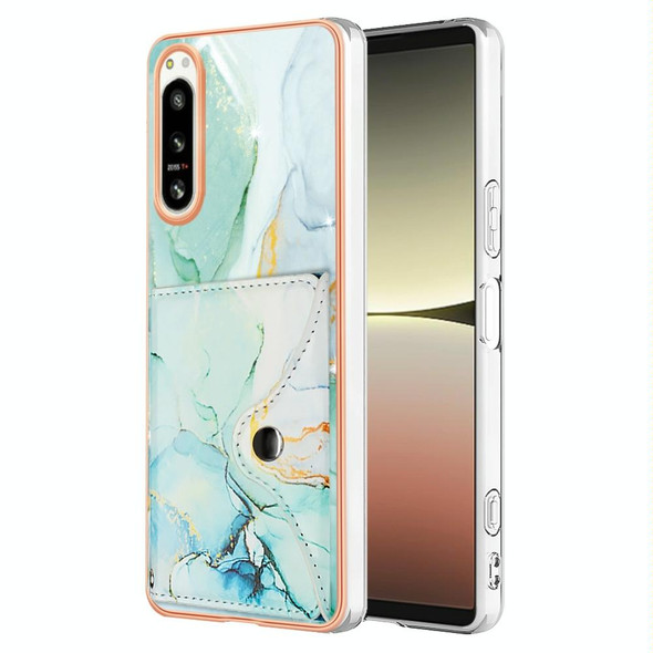 For Sony Xperia 5 IV Marble Pattern IMD Card Slot Phone Case(Green)