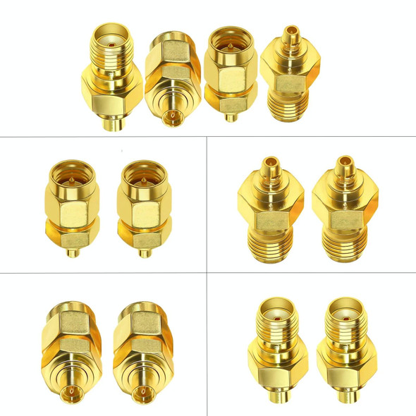 4pcs /Set SMA To MMCX Coaxial Adapter Kit Brass Coaxial Connector RF Antenna Adapter