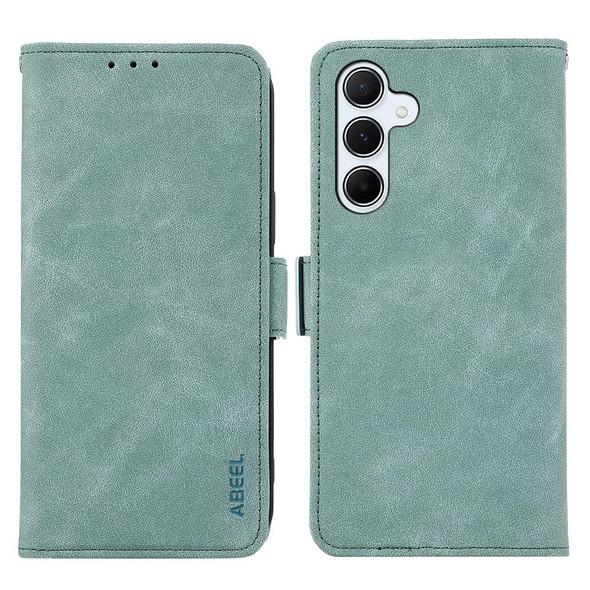 For Samsung Galaxy A15 5G ABEEL Frosted Magnetic RFID Leather Phone Case(Cyan)