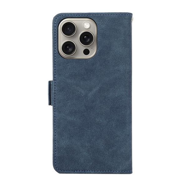 For iPhone 13 Pro ABEEL Frosted Magnetic RFID Leather Phone Case(Blue)