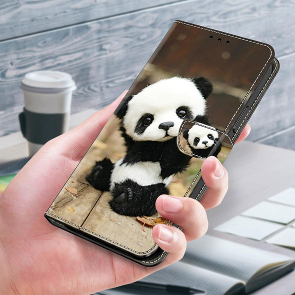 For Google Pixel 8 Crystal Painted Leather Phone case(Panda)