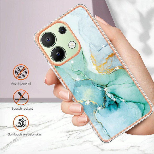 For Xiaomi Redmi Note 13 4G Global Electroplating Marble Dual-side IMD Phone Case(Green 003)