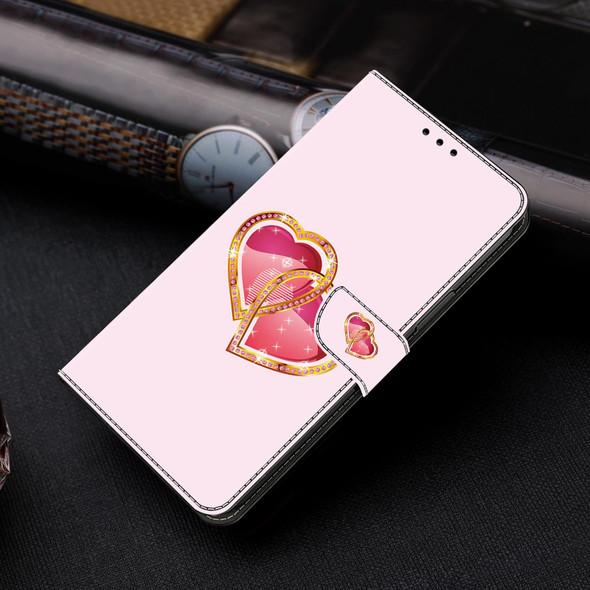 For Samsung Galaxy A05 Crystal Painted Leather Phone case(Love Peach)